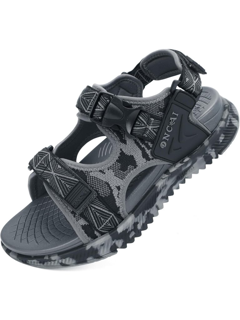 Men's Grey Camo Orthopedic Recovery Camouflage Mesh Athletic Hiking Sandal Shoes
